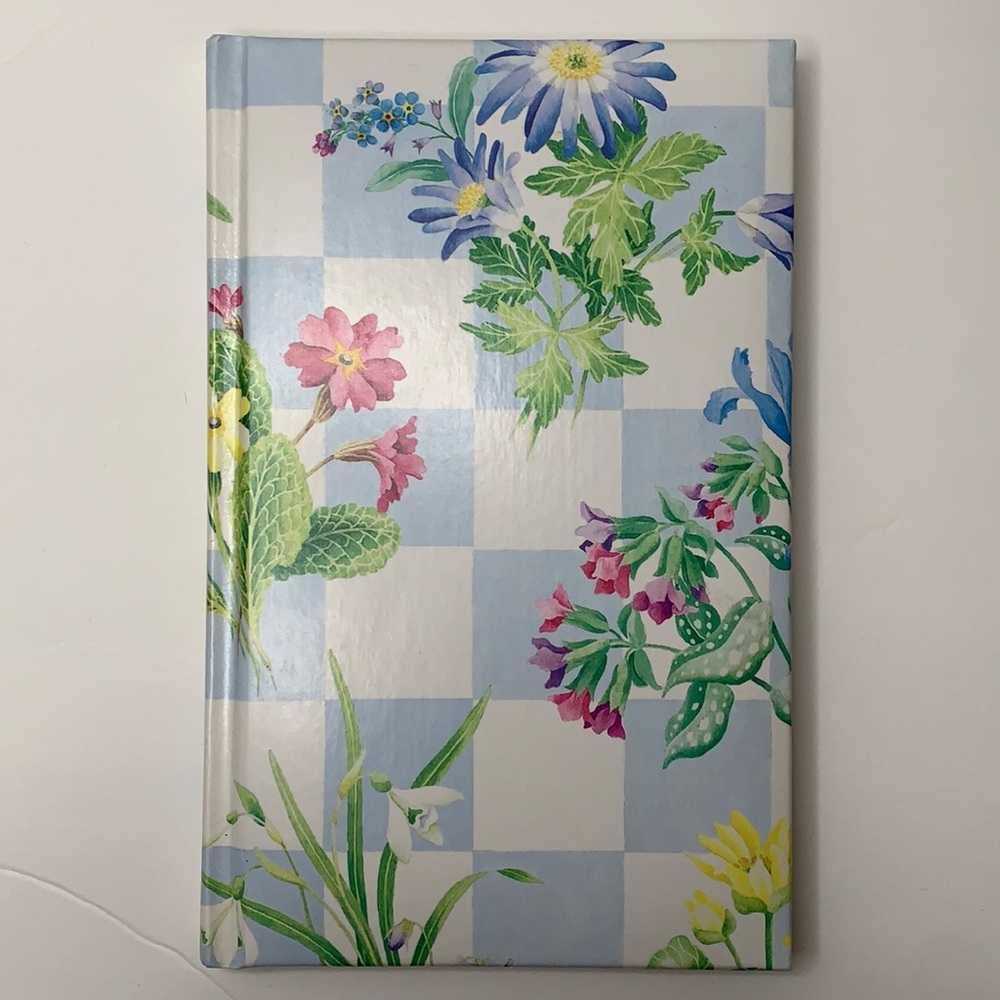 Light Blue & White Checked Floral Journal
